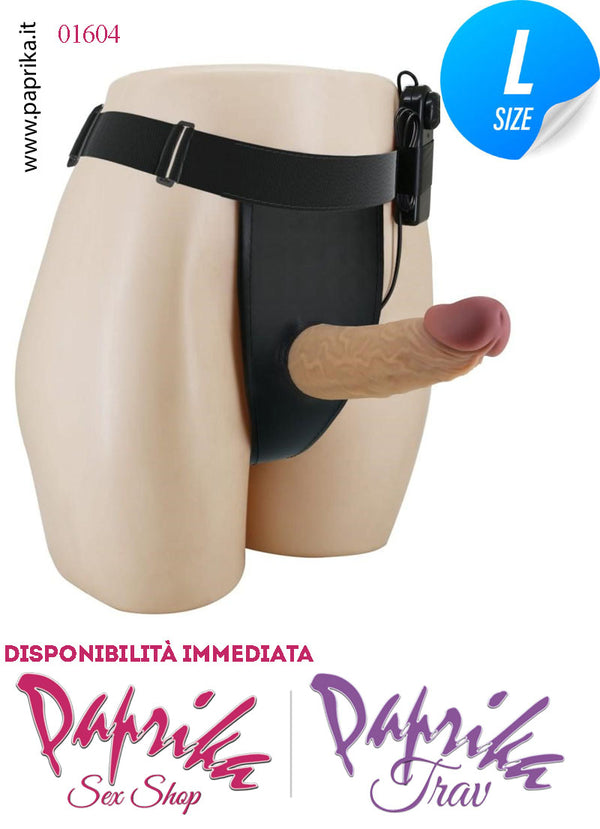 Strap-On Maschile Protesi Cava 18 cm Ø 45 Prolunga Vibrante Mutanda