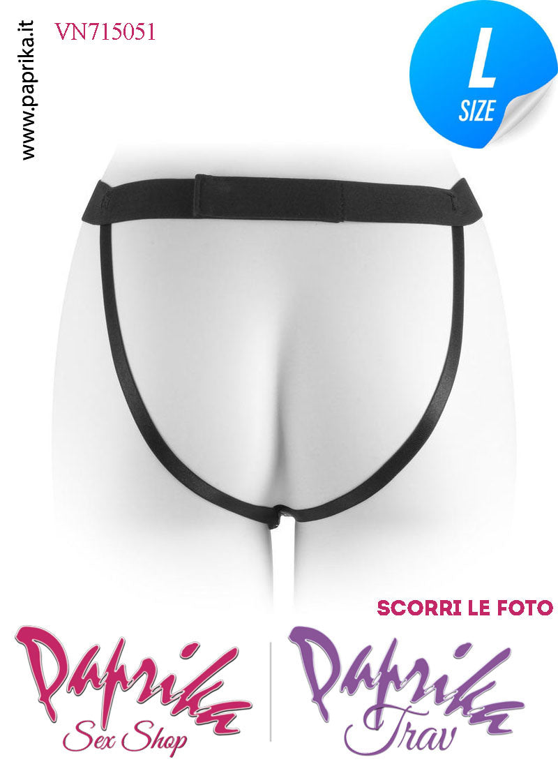 Strap-On Silicone Nero Fallo Cavo Protesi 15 cm Ø 42 Punta Piena 5 cm Foro Testicoli