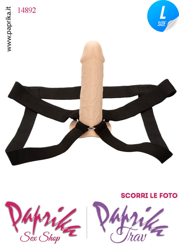 Strap-On Maschile Protesi Vuota Non Vibrante 18 cm Ø Interno 35 Venature