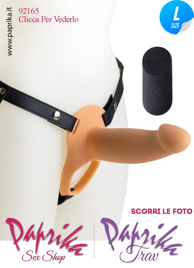 Strap-On Maschile Protesi Vuota Vibrante Telecomando 18 cm Ø Interno 40