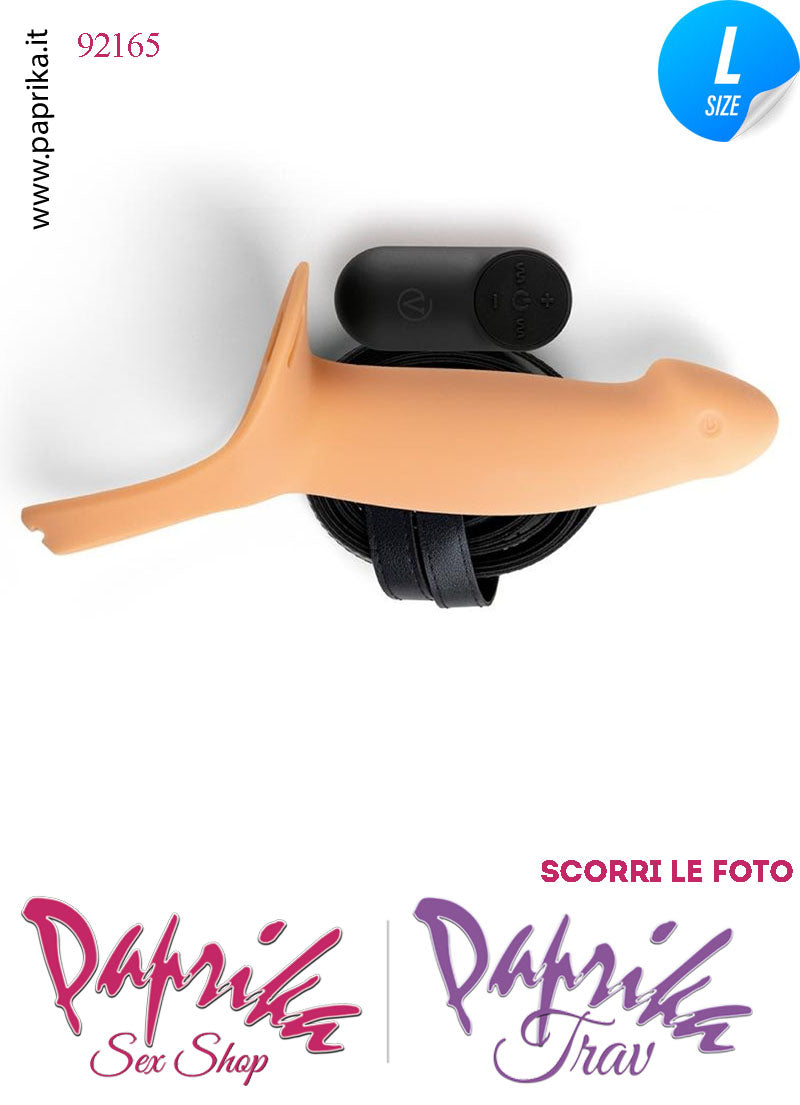 Strap-On Maschile Protesi Vuota Vibrante Telecomando 18 cm Ø Interno 40
