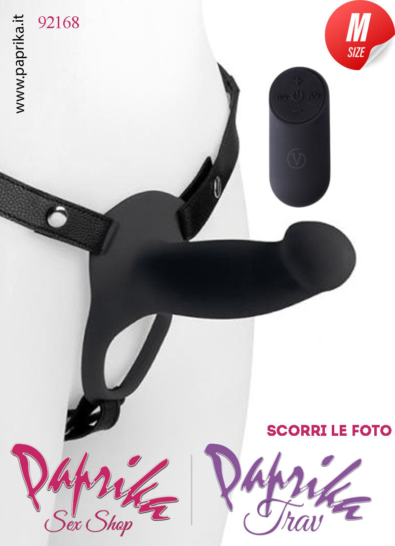 Strap-On Nero Maschile Protesi Vuota Vibrante Telecomando 14 cm Ø Interno 35
