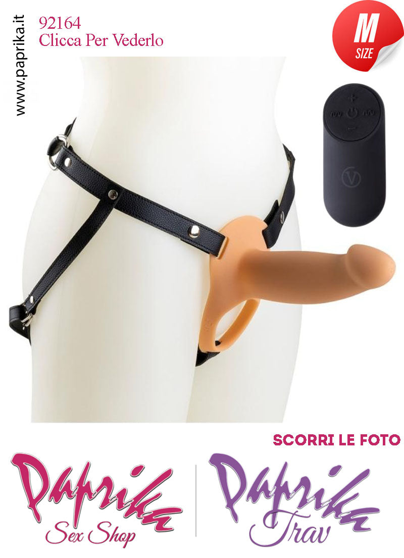 Strap-On Maschile Protesi Vuota Vibrante Telecomando 14 cm Ø Interno 35