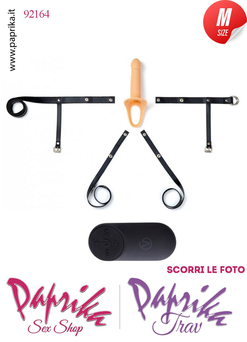 Strap-On Maschile Protesi Vuota Vibrante Telecomando 14 cm Ø Interno 35