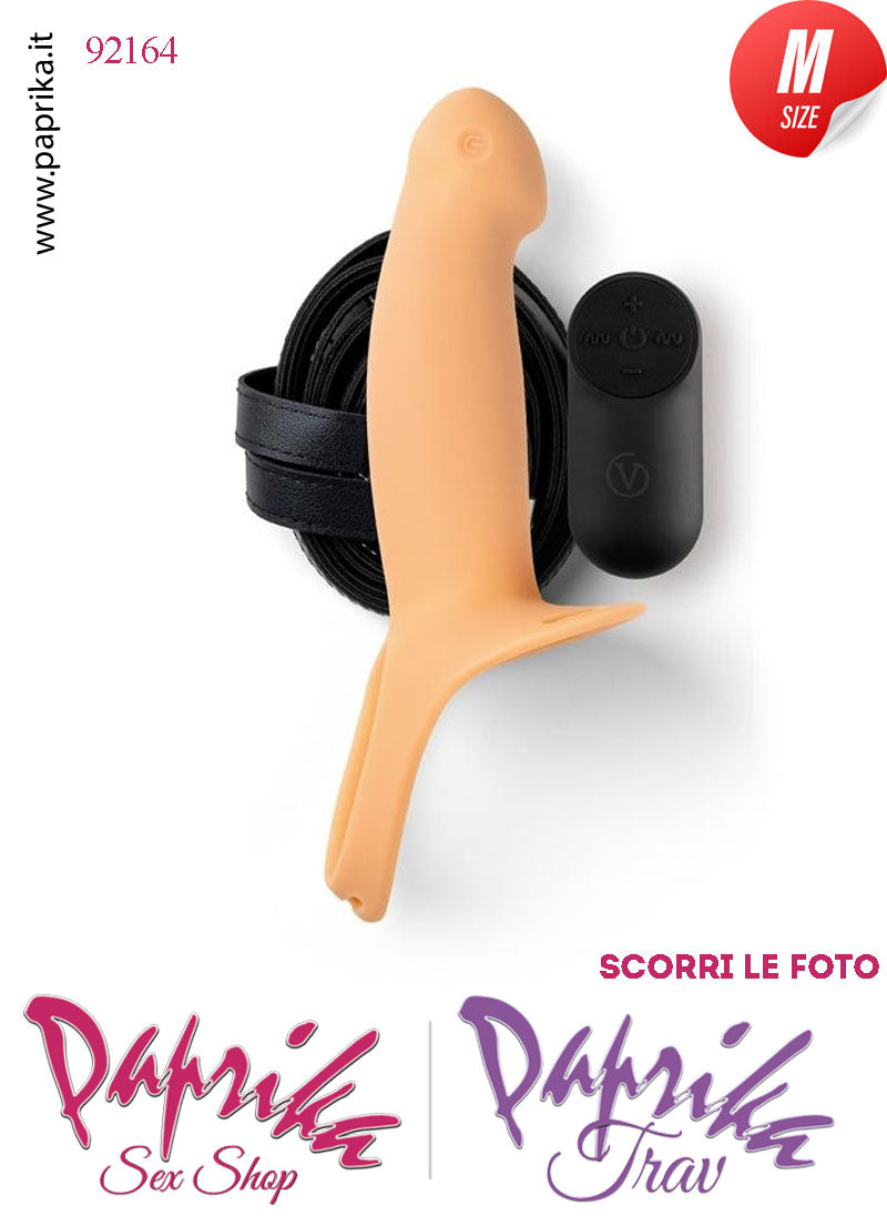 Strap-On Maschile Protesi Vuota Vibrante Telecomando 14 cm Ø Interno 35