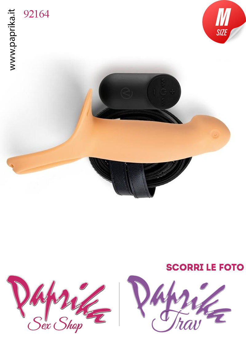 Strap-On Maschile Protesi Vuota Vibrante Telecomando 14 cm Ø Interno 35