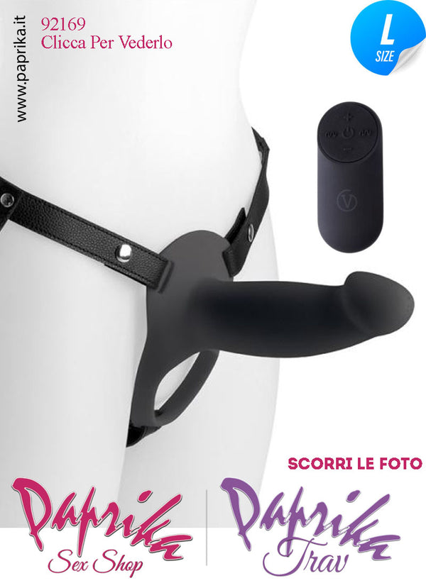 Strap-On Nero Maschile Protesi Vuota Vibrante Telecomando 18 cm Ø Interno 40