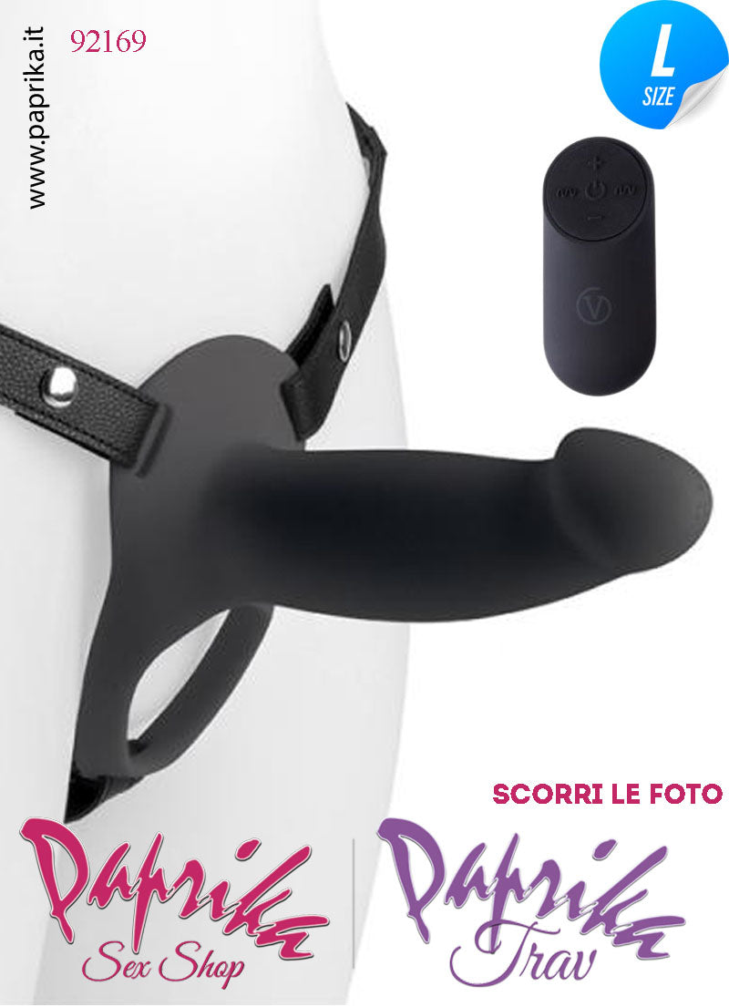 Strap-On Nero Maschile Protesi Vuota Vibrante Telecomando 18 cm Ø Interno 40