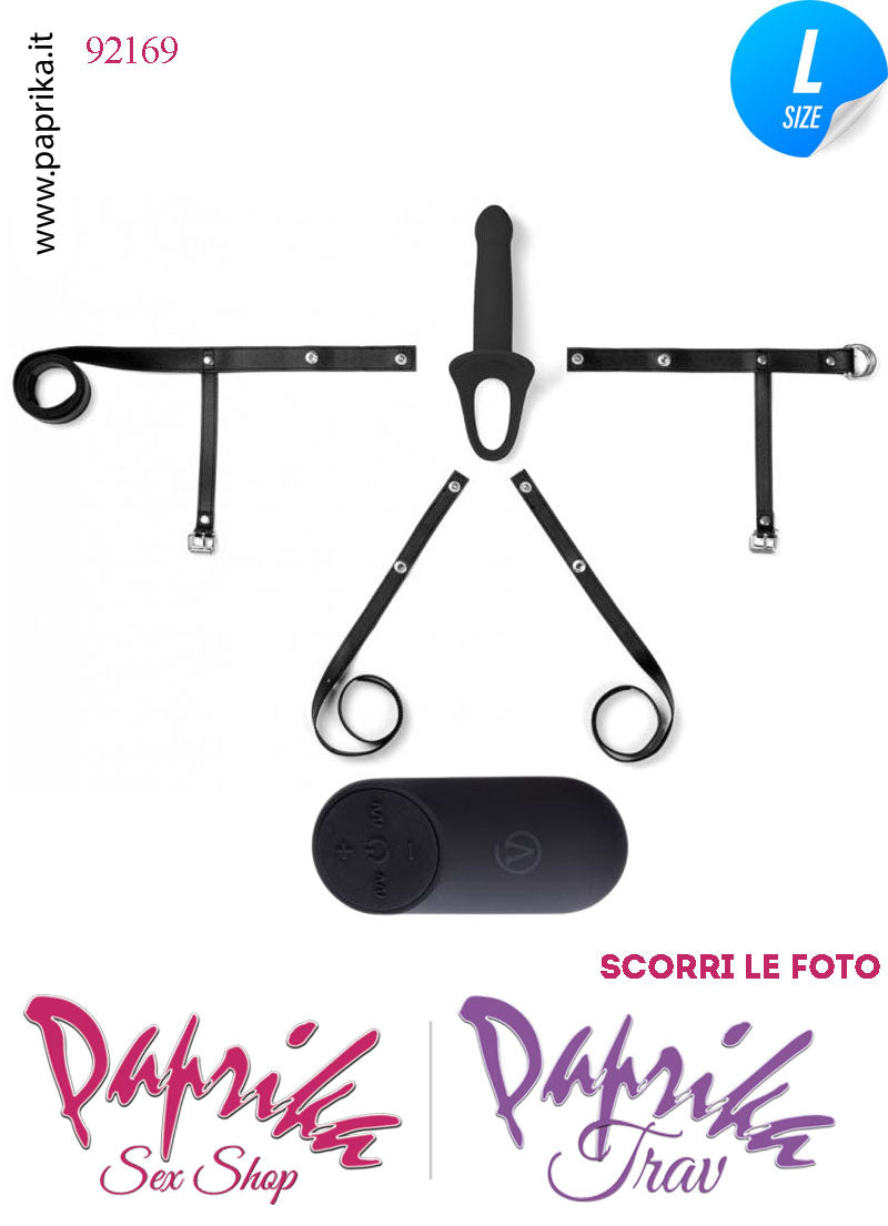 Strap-On Nero Maschile Protesi Vuota Vibrante Telecomando 18 cm Ø Interno 40