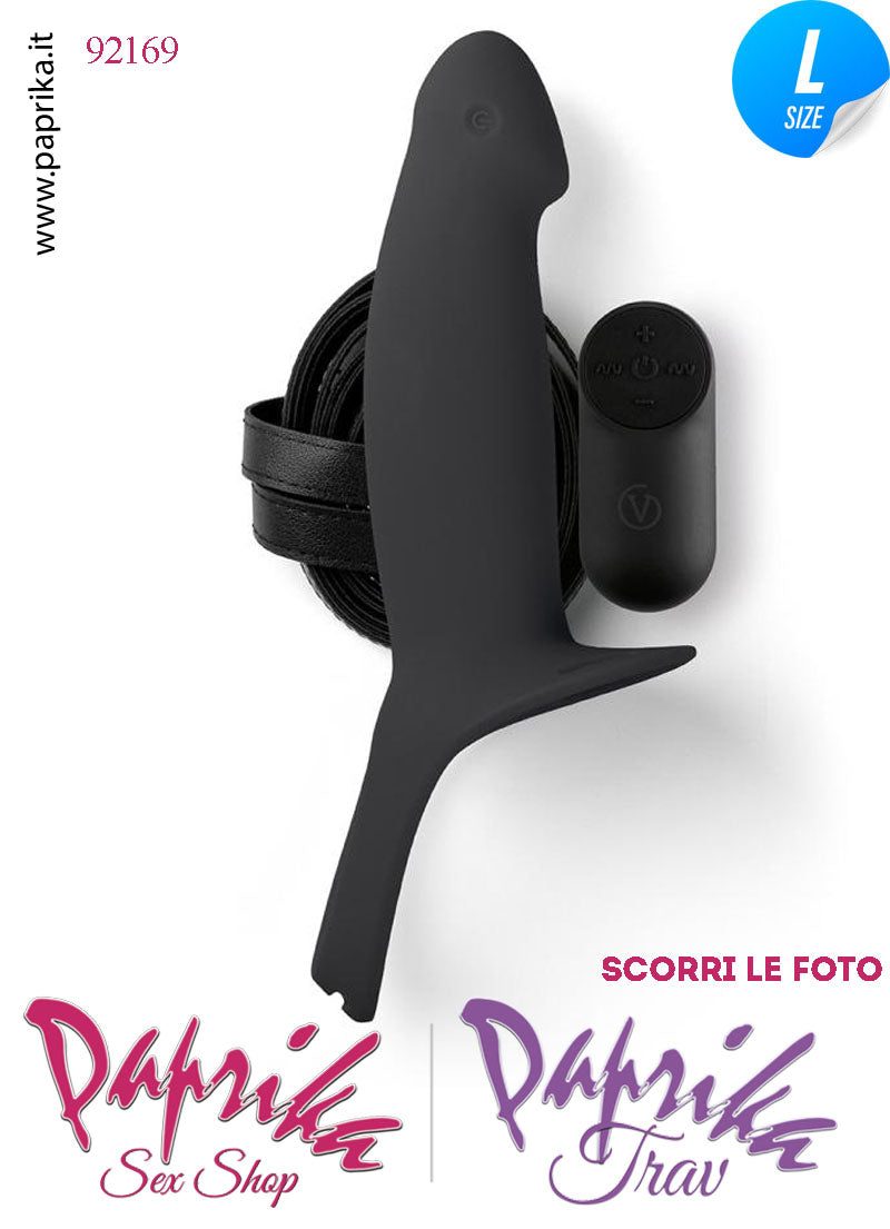 Strap-On Nero Maschile Protesi Vuota Vibrante Telecomando 18 cm Ø Interno 40