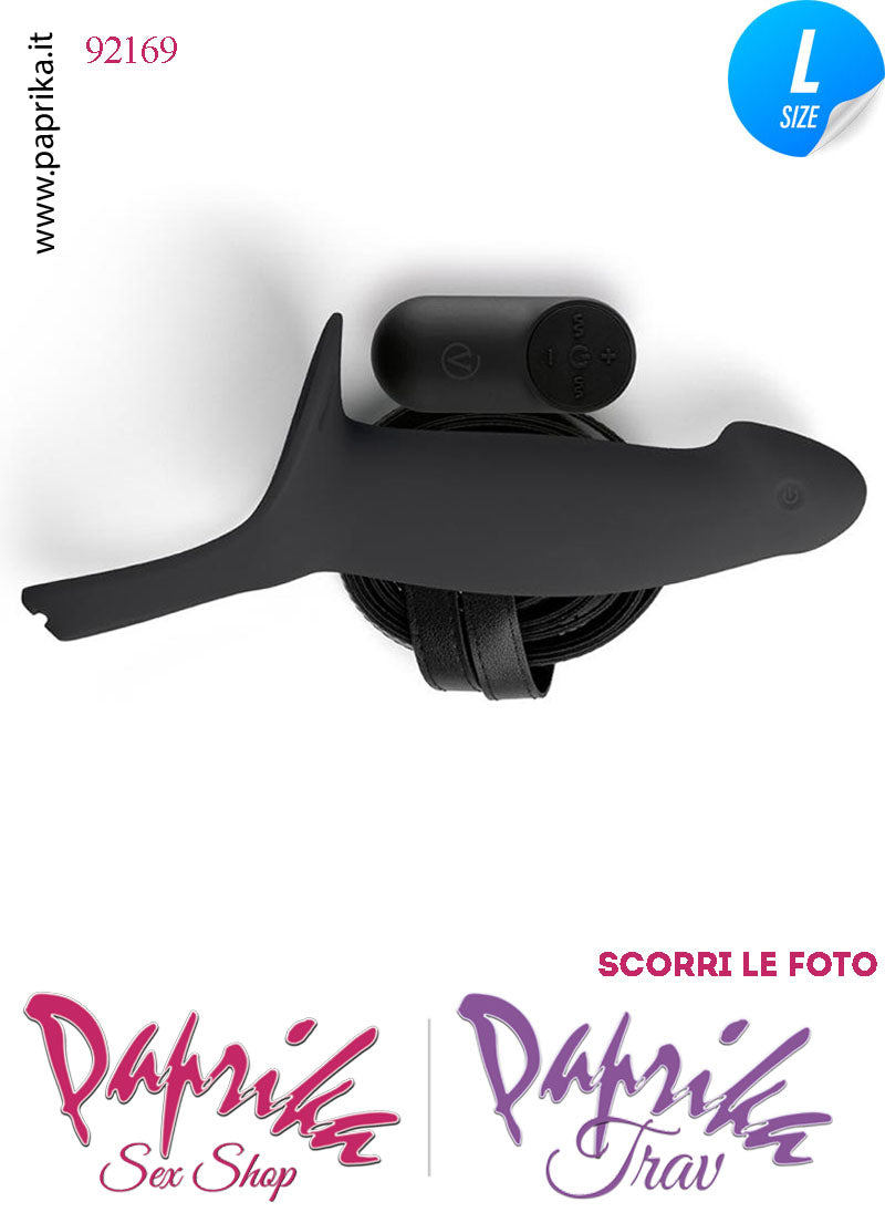Strap-On Nero Maschile Protesi Vuota Vibrante Telecomando 18 cm Ø Interno 40