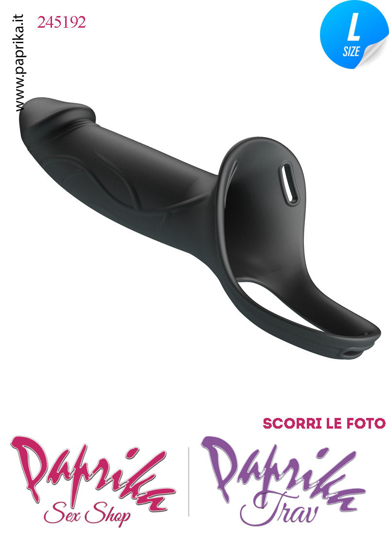 Strap-On Nero Maschile Protesi Cavo 16 cm Ø 45 Prolunga Non Vibrante Mutanda