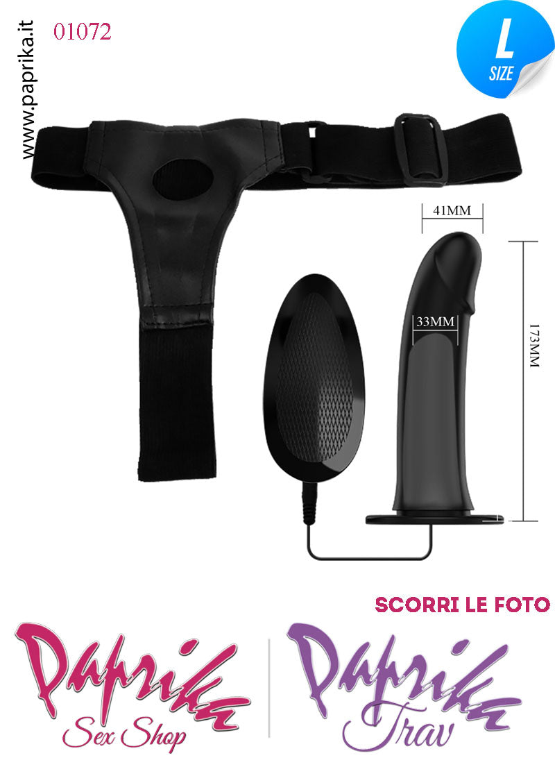 Strap-On Maschile Protesi Cavo Prolunga 16 cm Ø 41 Vibrante Silicone Nero