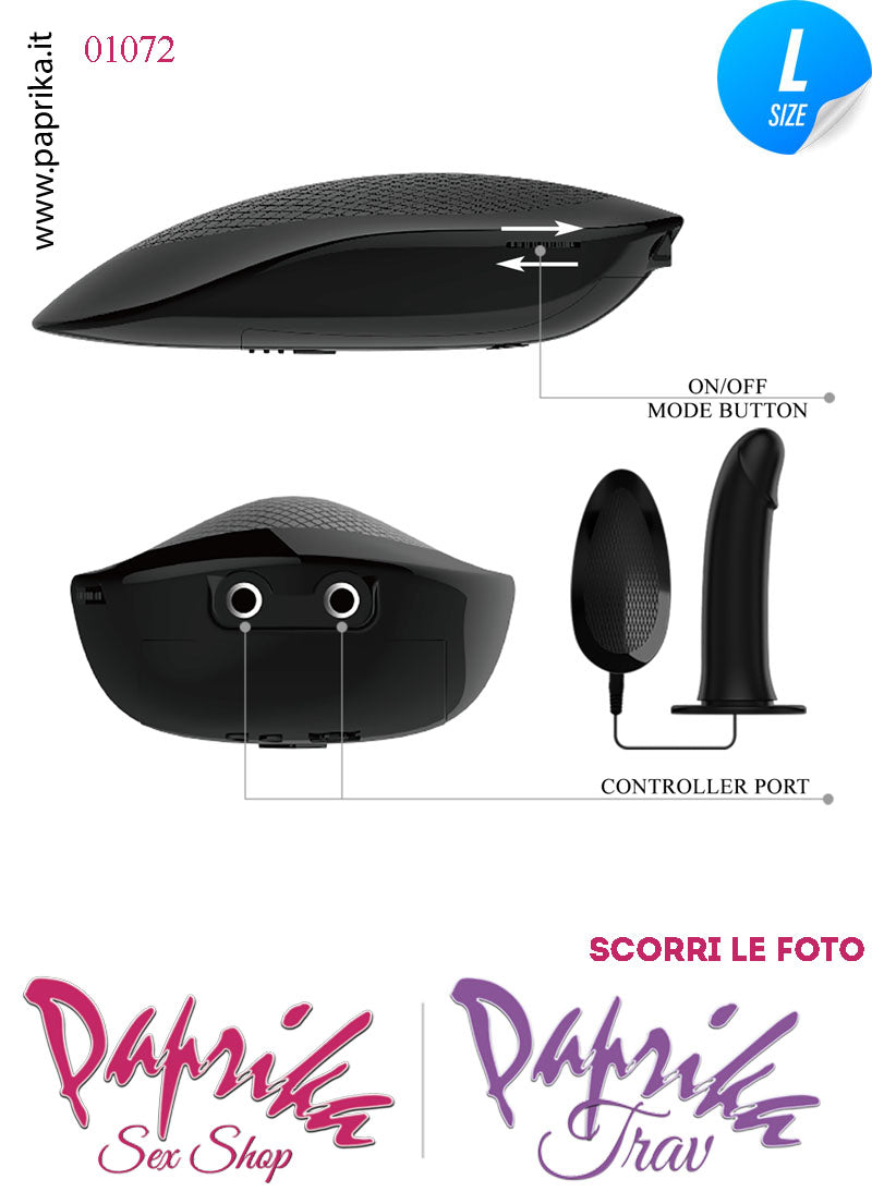 Strap-On Maschile Protesi Cavo Prolunga 16 cm Ø 41 Vibrante Silicone Nero