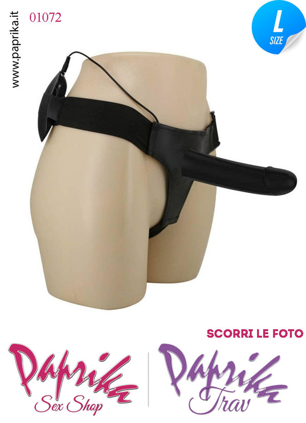 Strap-On Maschile Protesi Cavo Prolunga 16 cm Ø 41 Vibrante Silicone Nero