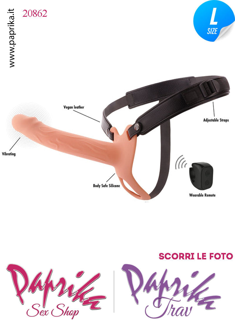 Strap-On Maschile Protesi Cavo Prolunga 20 cm Ø 40 Vibrante Telecomando