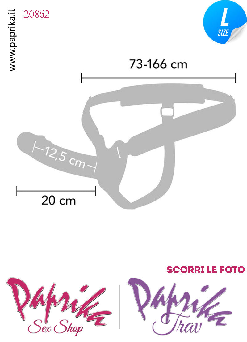 Strap-On Maschile Protesi Cavo Prolunga 20 cm Ø 40 Vibrante Telecomando