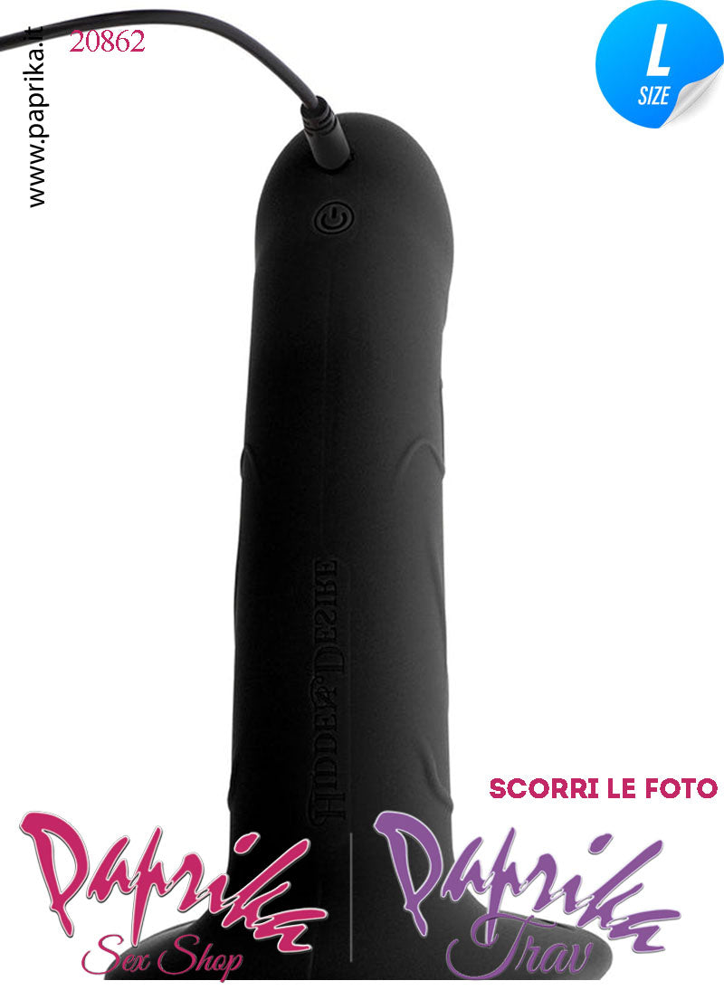 Strap-On Maschile Nero Protesi Cavo Prolunga 20 cm Ø 40 Vibrante Telecomando
