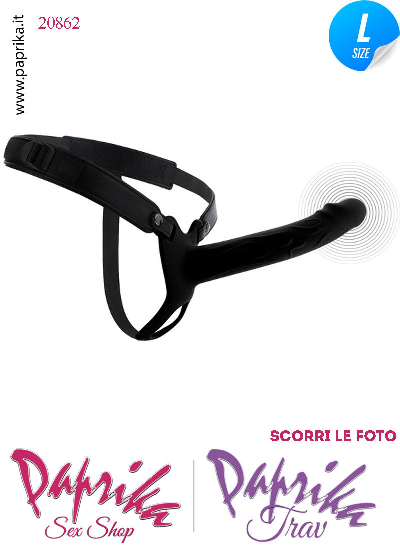 Strap-On Maschile Nero Protesi Cavo Prolunga 20 cm Ø 40 Vibrante Telecomando