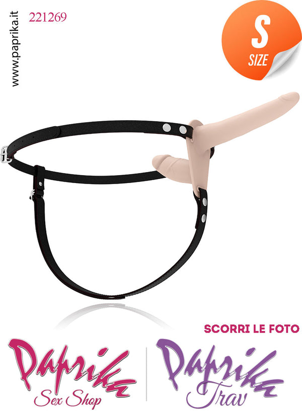 Strap-On Silicone Doppio Sottile Non Vibrante Cinghie Ecopelle Regolabili