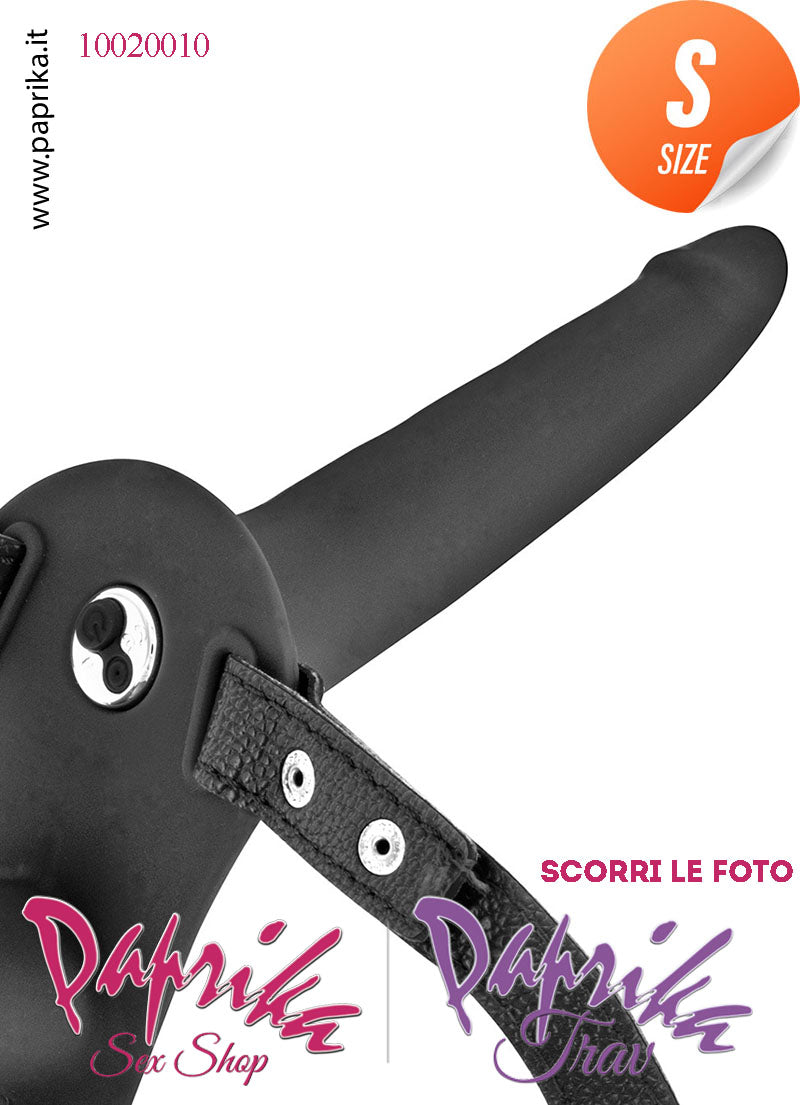 Strap-On Doppio Femminile Silicone Nero Sottile Vibrante Cinghie Ecopelle Regolabili