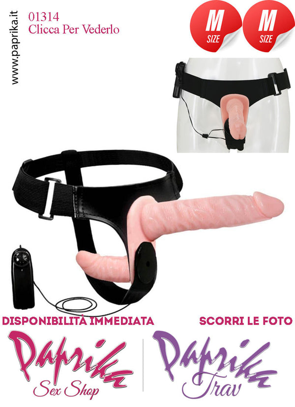 Strap-On Doppio Medium TPR Morbido Vibrante Mutanda Regolabile