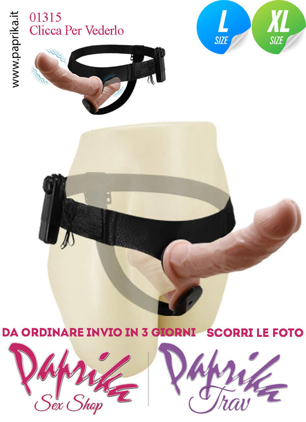 Strap-On Doppio ExtraLarge TPR Morbido Vibrante Mutanda Regolabile