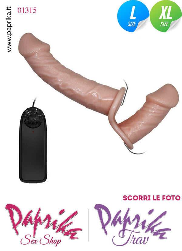 Strap-On Doppio ExtraLarge TPR Morbido Vibrante Mutanda Regolabile