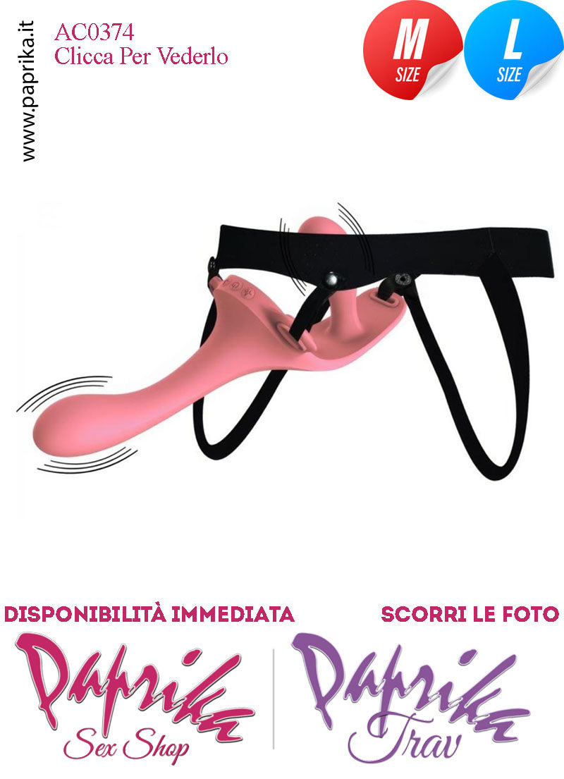 Strap-On Doppio Femminile Medium e Large Silicone Flessibile Vibrante