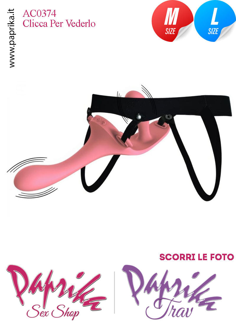Strap-On Doppio Femminile Medium e Large Silicone Flessibile Vibrante