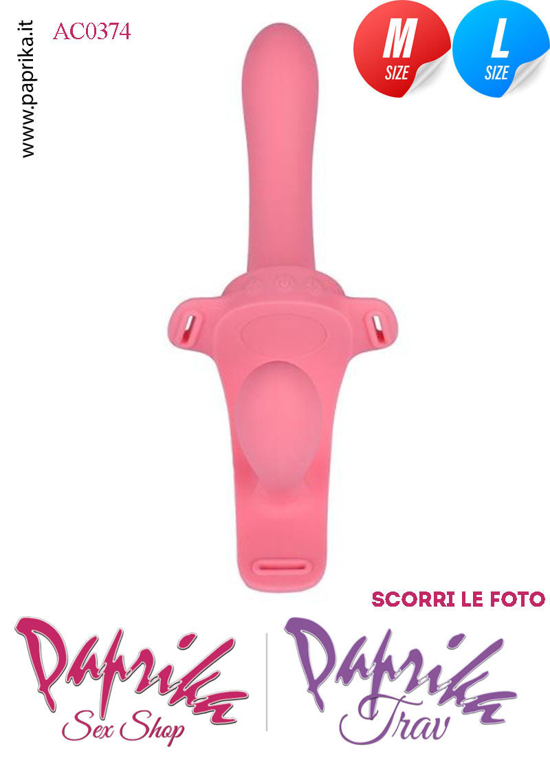 Strap-On Doppio Femminile Medium e Large Silicone Flessibile Vibrante