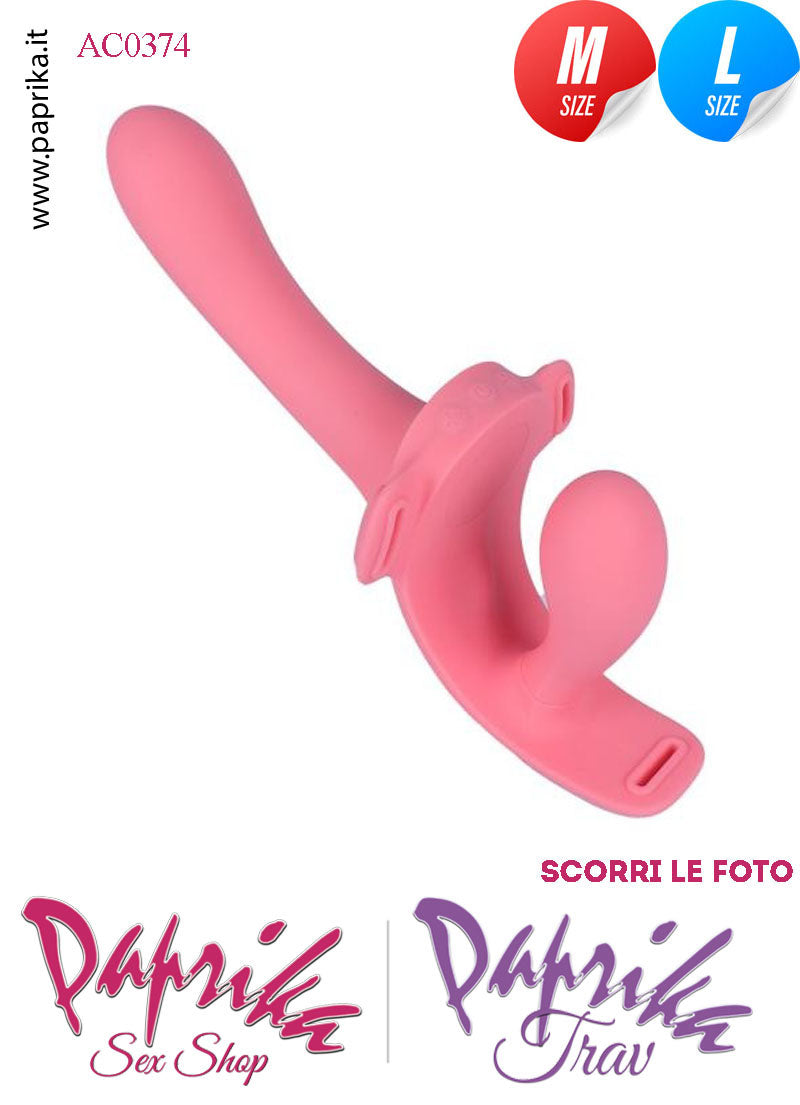 Strap-On Doppio Femminile Medium e Large Silicone Flessibile Vibrante