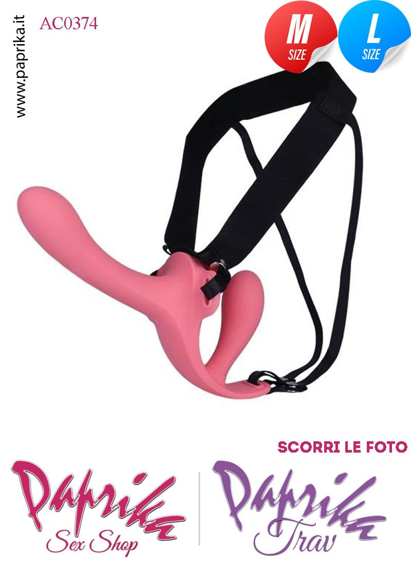 Strap-On Doppio Femminile Medium e Large Silicone Flessibile Vibrante