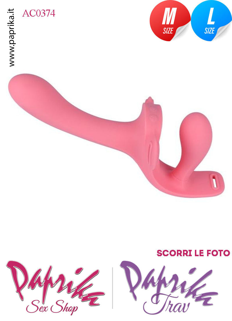Strap-On Doppio Femminile Medium e Large Silicone Flessibile Vibrante