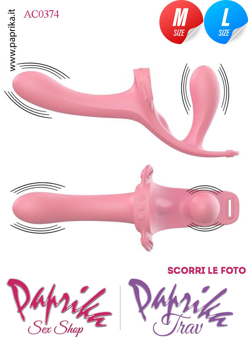 Strap-On Doppio Femminile Medium e Large Silicone Flessibile Vibrante