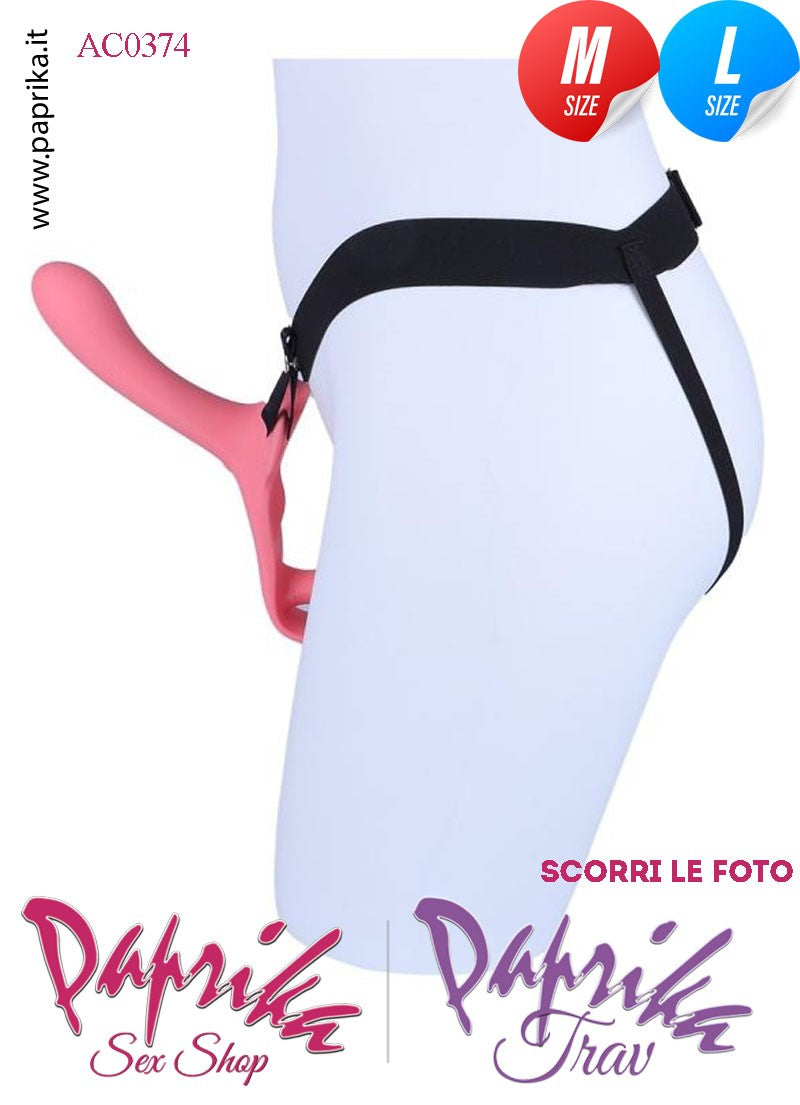 Strap-On Doppio Femminile Medium e Large Silicone Flessibile Vibrante