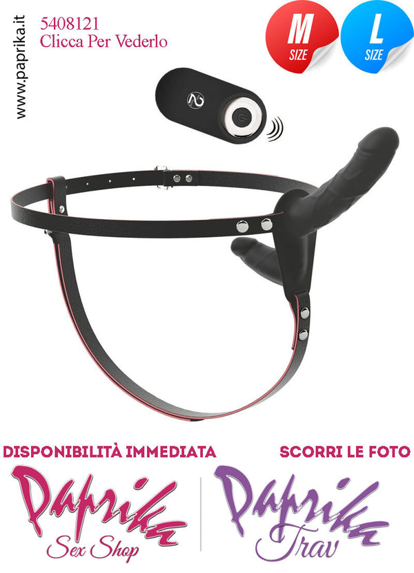 Strap-On Doppio Femminile Large Silicone Flessibile Vibrante Telecomando