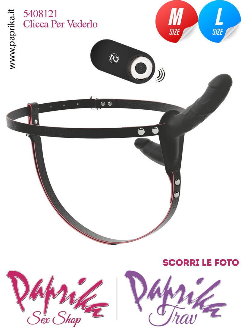 Strap-On Doppio Femminile Large Silicone Flessibile Vibrante Telecomando