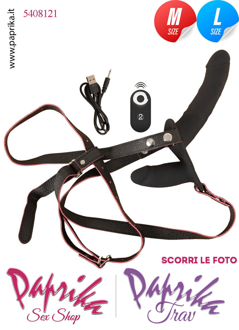 Strap-On Doppio Femminile Large Silicone Flessibile Vibrante Telecomando