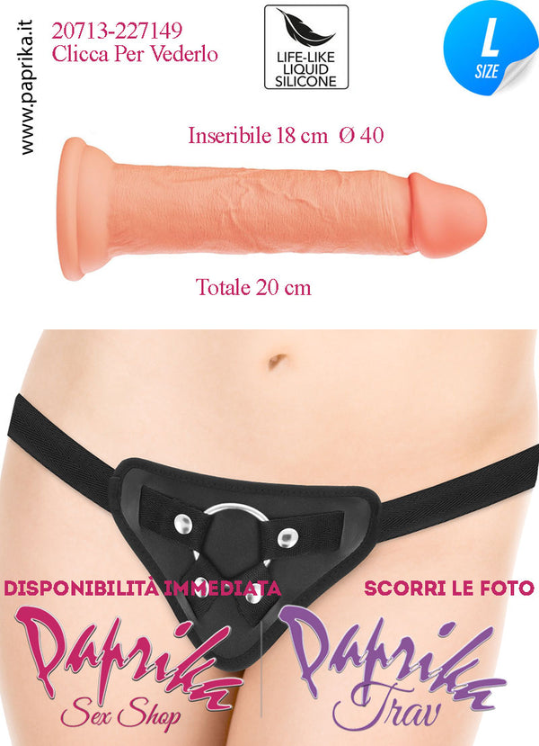 Strap-On Dildo Large Silicone Flessibile 20 cm Ø 40 Non Vibrante