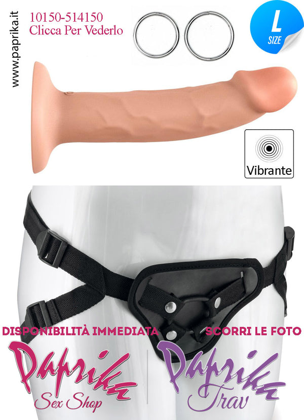 Strap-On Vibratore Silicone Venature Ventosa 10 Velocità Unisex 18 cm Ø 38