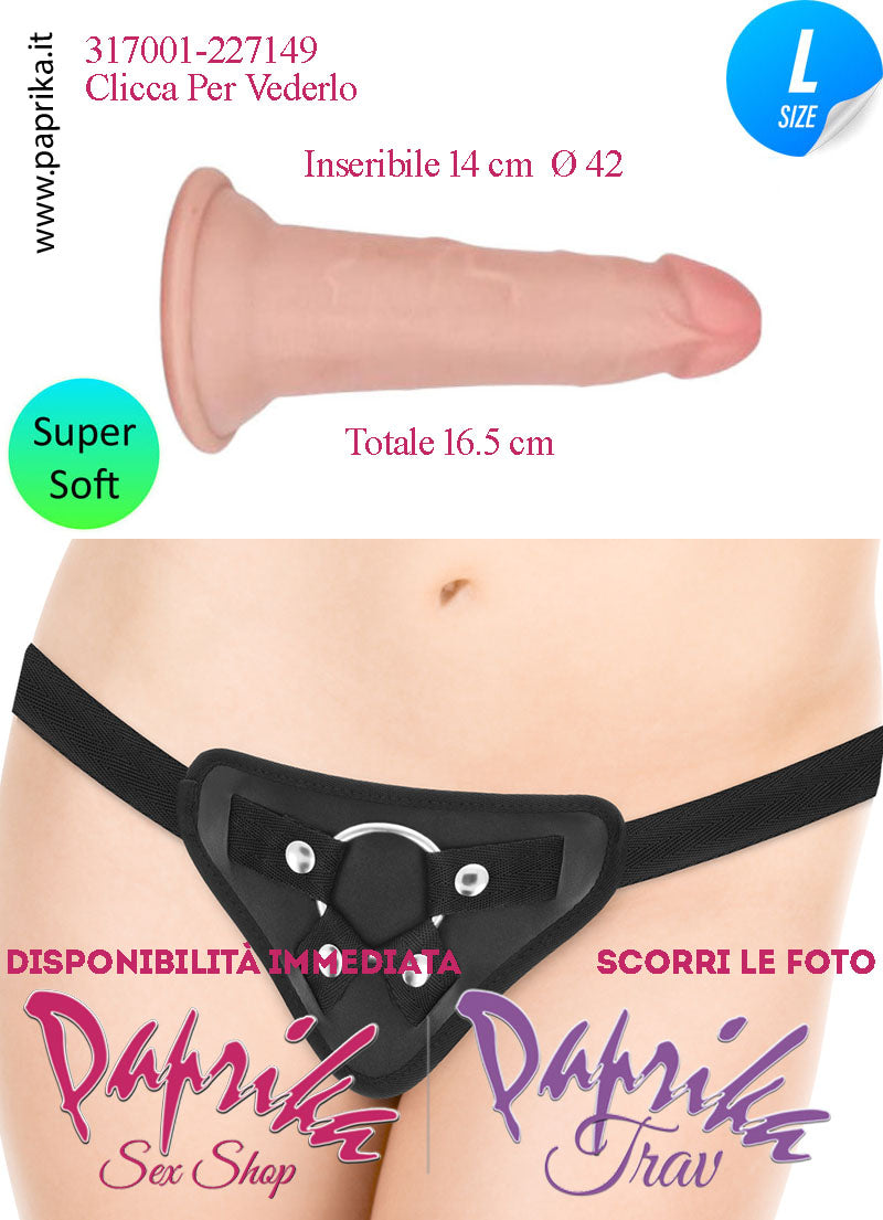Strap-On Fallo Large Non Vibrante 14 cm Ø 33/42 Mutanda Anelli Acciaio e Gomma