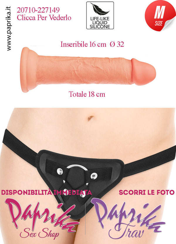 Strap-On Dildo Medium Silicone Flessibile 18 cm Ø 32 Non Vibrante