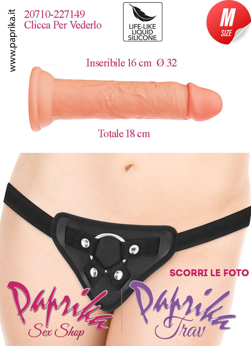Strap-On Dildo Medium Silicone Flessibile 18 cm Ø 32 Non Vibrante