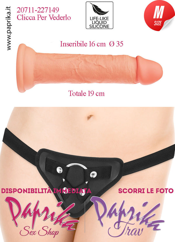 Strap-On Dildo Medium Silicone Flessibile 19 cm Ø 35 Non Vibrante