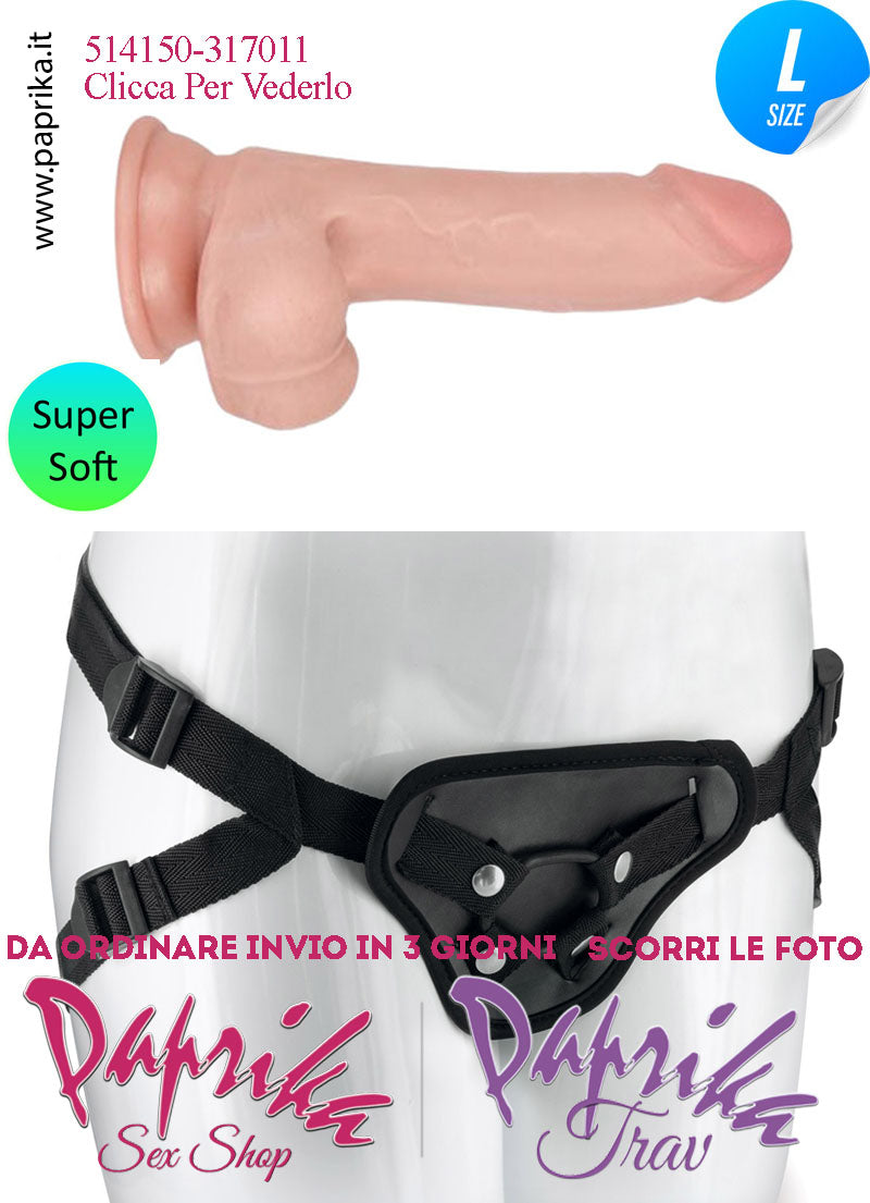 Strap-On Fallo Large Non Vibrante 18 cm Ø 38 Mutanda  2 Anelli Acciaio + 2 Gomma