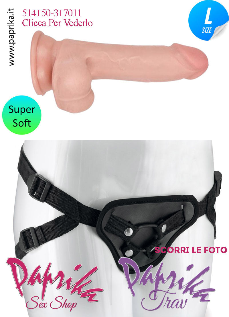 Strap-On Fallo Large Non Vibrante 18 cm Ø 38 Mutanda  2 Anelli Acciaio + 2 Gomma