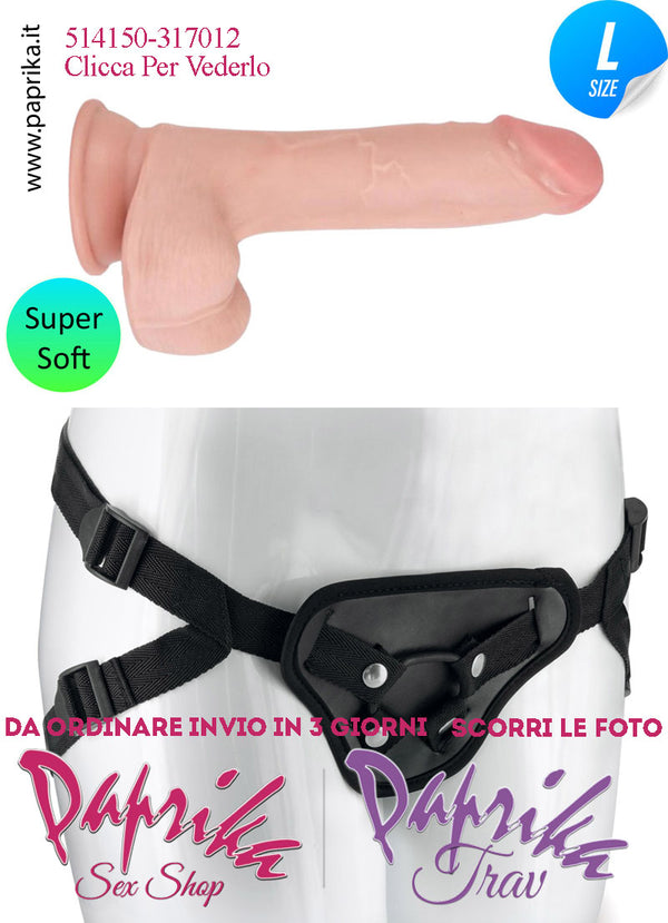 Strap-On Fallo Large Non Vibrante 20 cm Ø 42 Mutanda  2 Anelli Acciaio + 2 Gomma