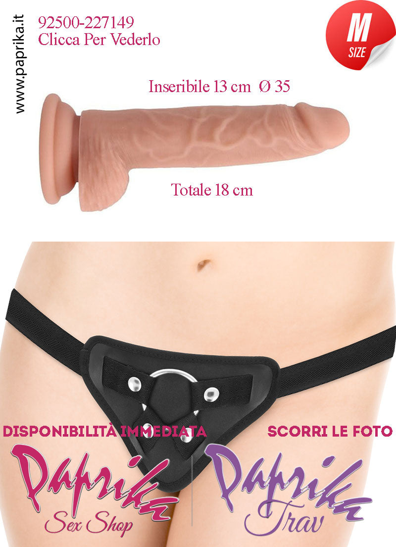 Strap-On Fallo Medium Non Vibrante Unisex 15 cm Ø 35 Silicone Realistico