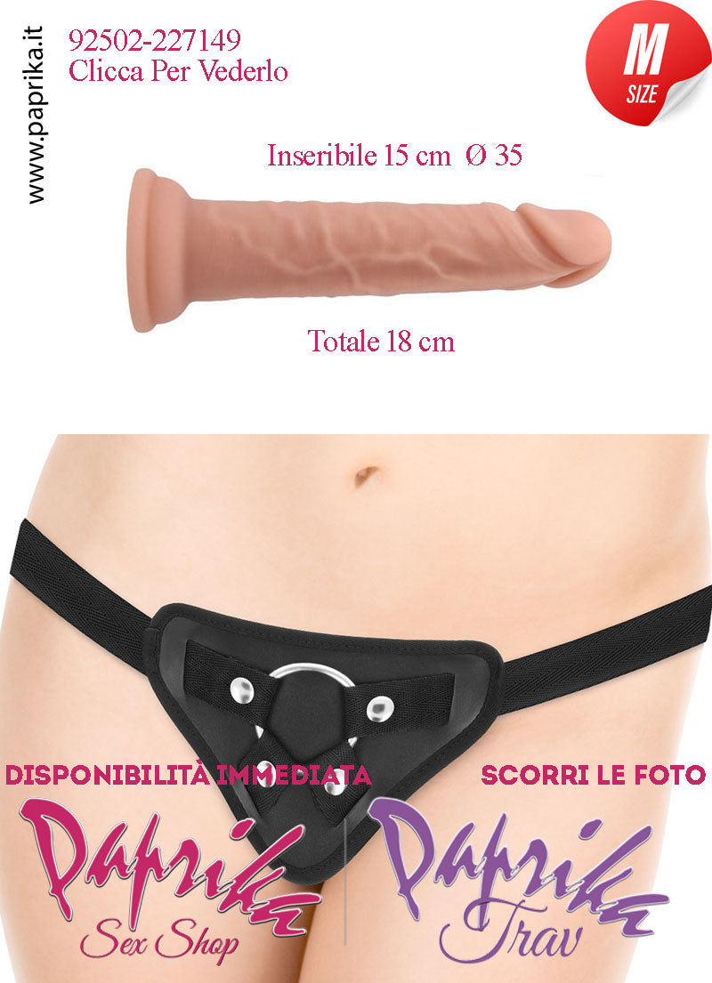 Strap-On Fallo Medium Non Vibrante Unisex 15/18 cm Ø 35 Silicone Realistico